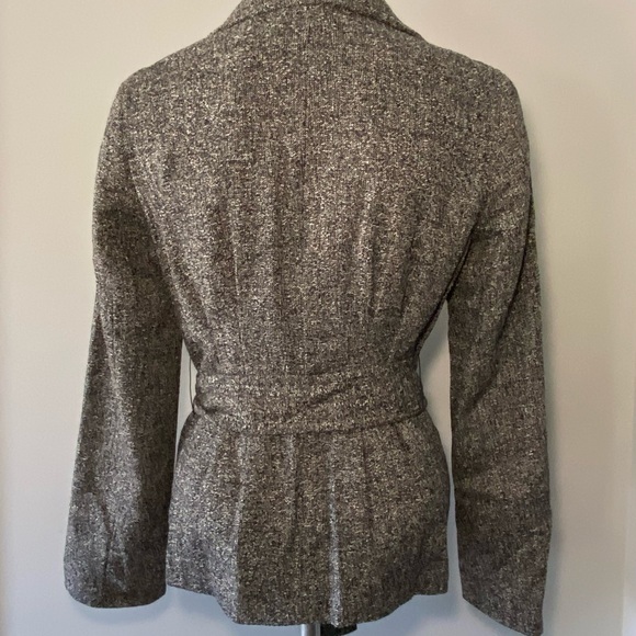 Ann Taylor Ladies Size 2 Lined Classic Gray Tweed Jacket Removable Belt Ex Cond - Picture 2 of 7
